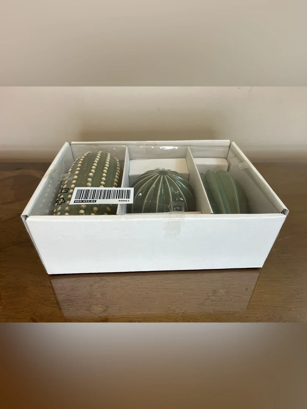 Ikea SJÄLSLIGT Ceramic Green Cactus Succulent Figures Shelf Plants Set Of 3 NIB